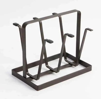 Stylish Metal Glass Holder Black Kitchen Organizer