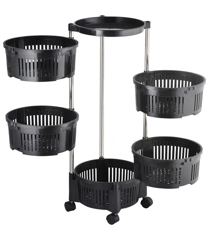 5-Tier Rotating Fruit Basket Black Kitchen Storage