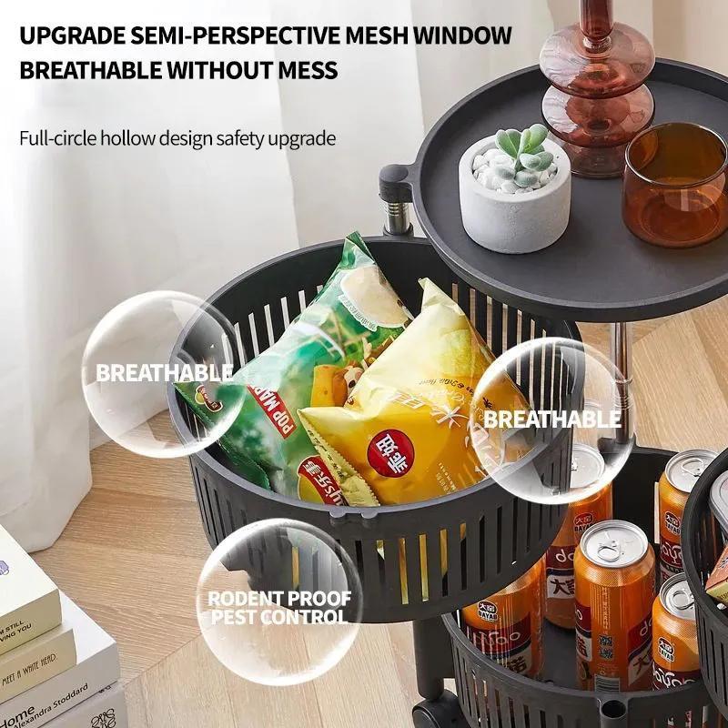 5-Tier Rotating Fruit Basket Black Kitchen Storage