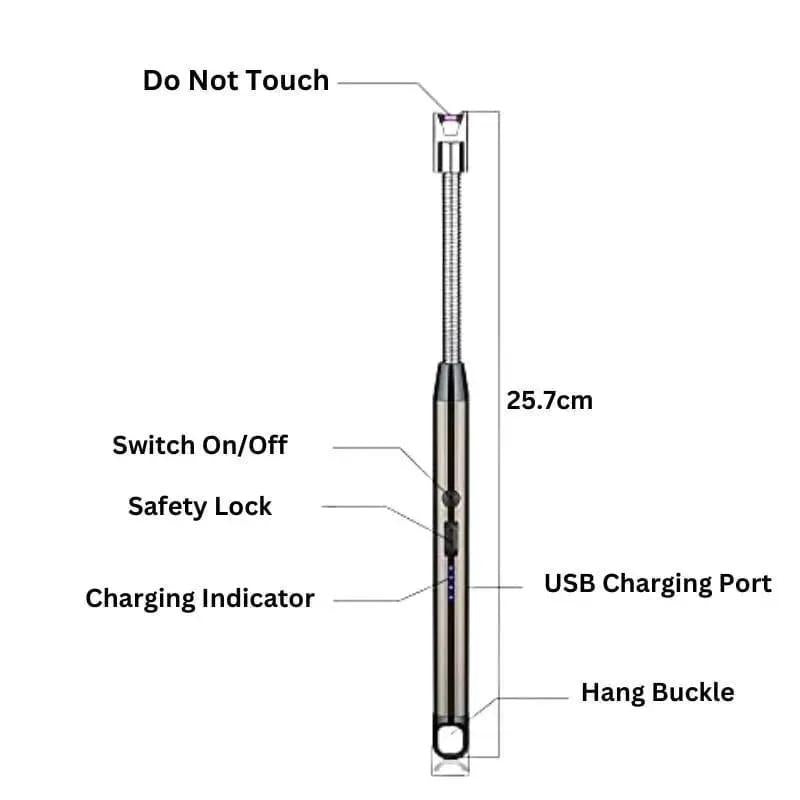 Portable Rechargeable Electric Lighter Stainless Steel 2"