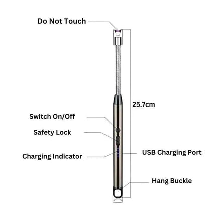 Portable Rechargeable Electric Lighter Stainless Steel 2"