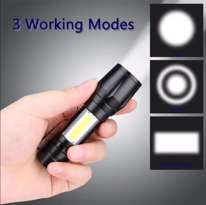 USB Rechargeable Mini Flashlight Black Metal 62Hr