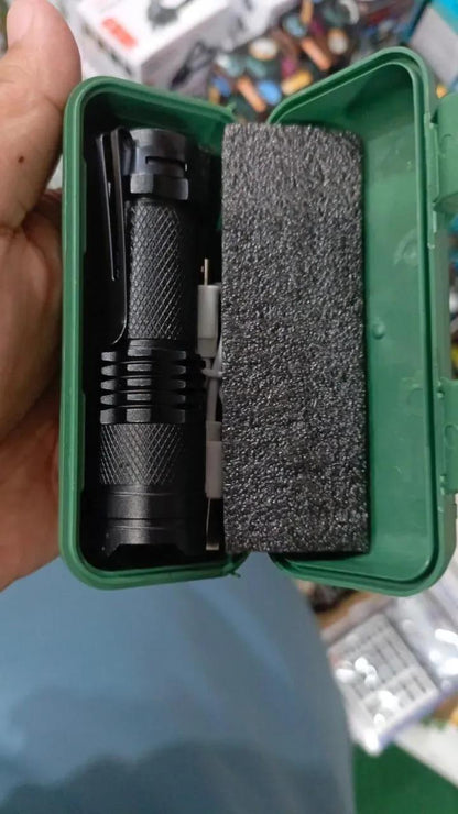 USB Rechargeable Mini Flashlight Black Metal 62Hr