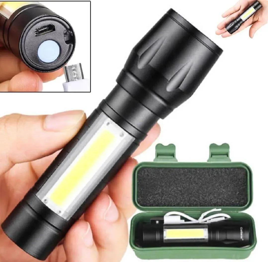 USB Rechargeable Mini Flashlight Black Metal 62Hr