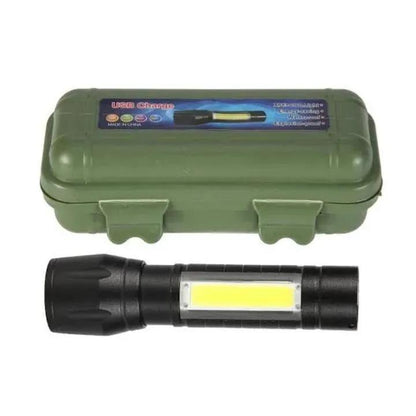 USB Rechargeable Mini Flashlight Black Metal 62Hr