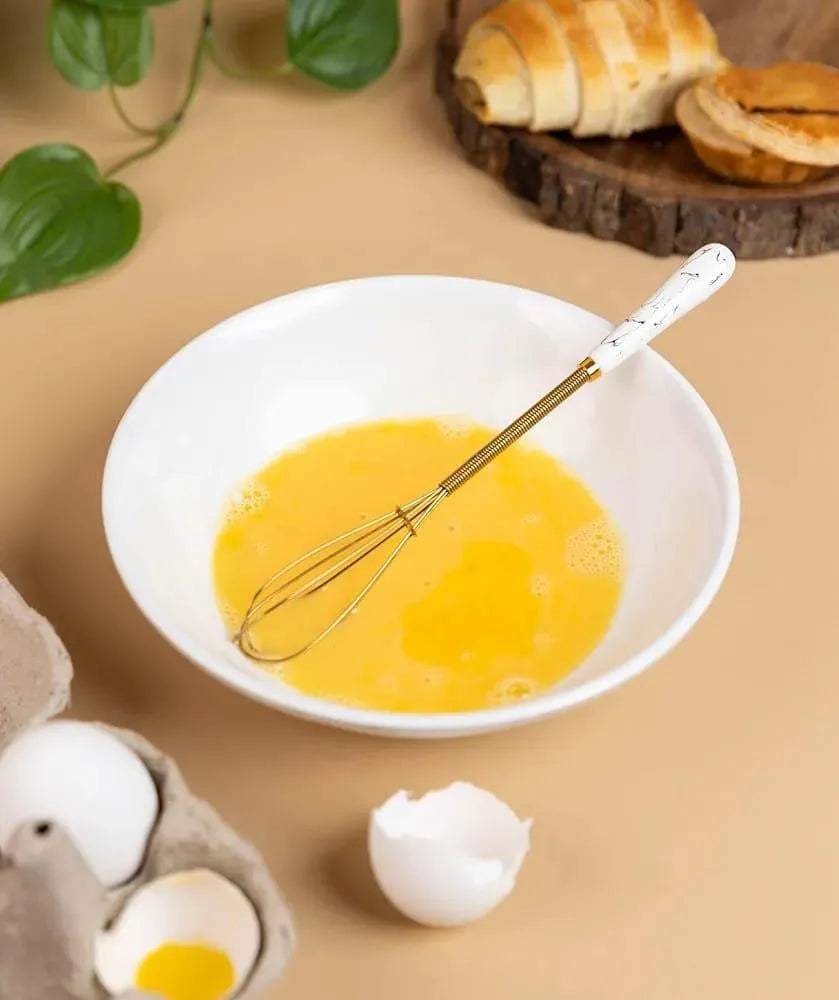 Multicolor Plastic Egg Beater with Gold Handle