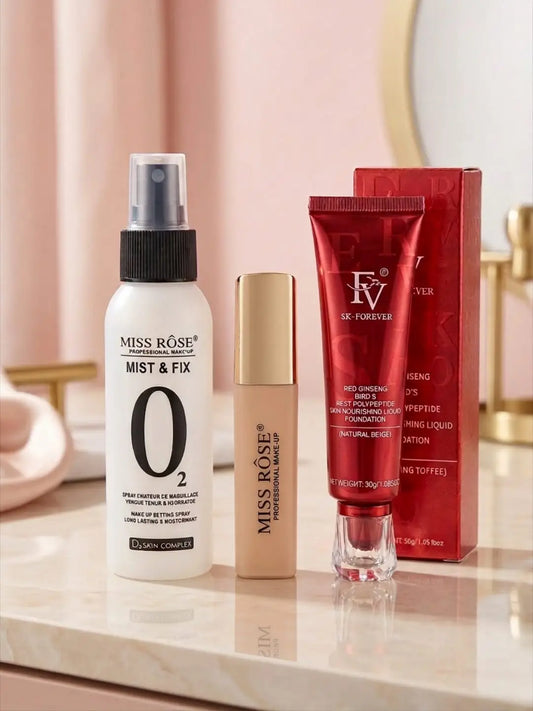 3 in 1 Makeup Deal - Foundation Concealer Fixer