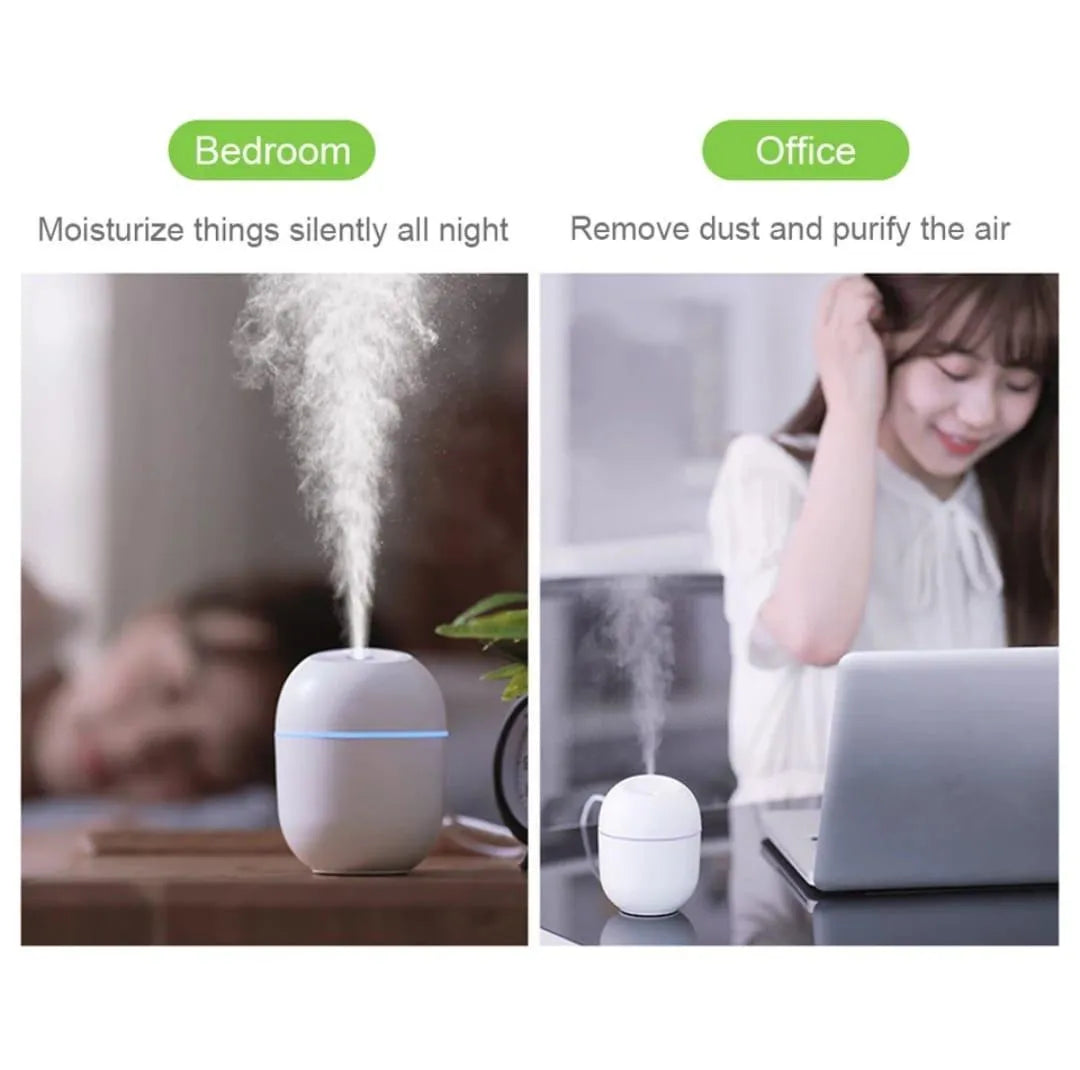 Mini Air Humidifier for Car Office Bedroom, USB Rechargeable, Pink Teal White