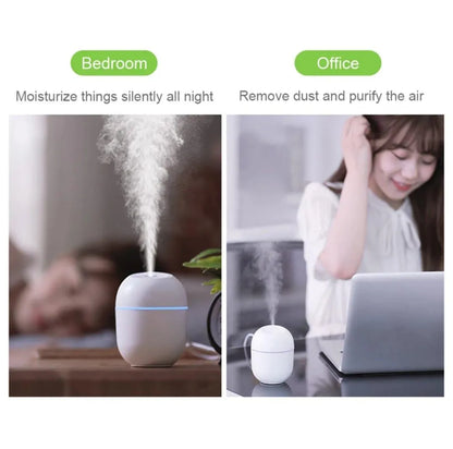 Mini Air Humidifier for Car Office Bedroom, USB Rechargeable, Pink Teal White