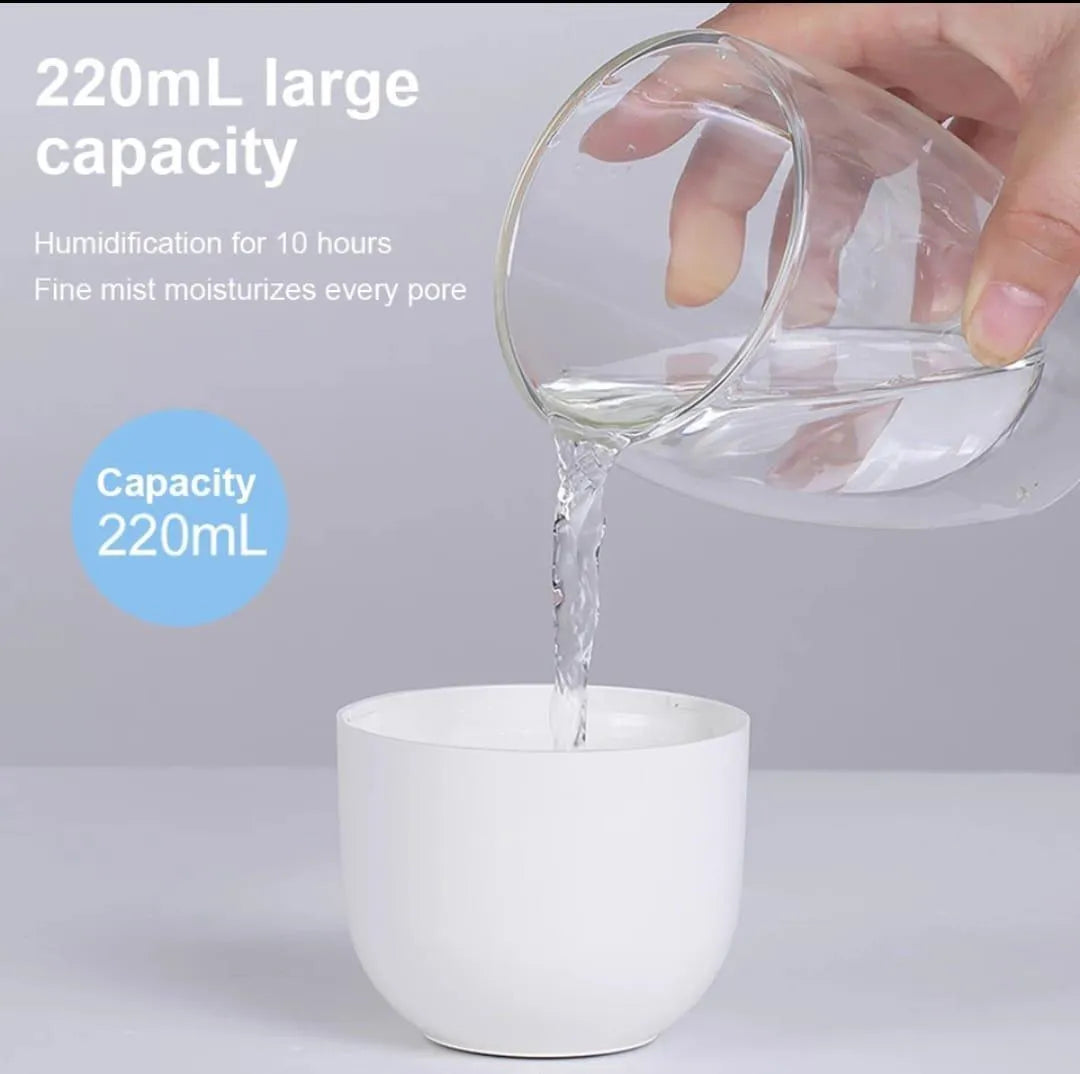 Mini Air Humidifier for Car Office Bedroom, USB Rechargeable, Pink Teal White