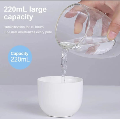 Mini Air Humidifier for Car Office Bedroom, USB Rechargeable, Pink Teal White