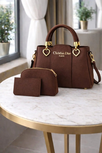 Girl's Leather Plain Hand Bag Set