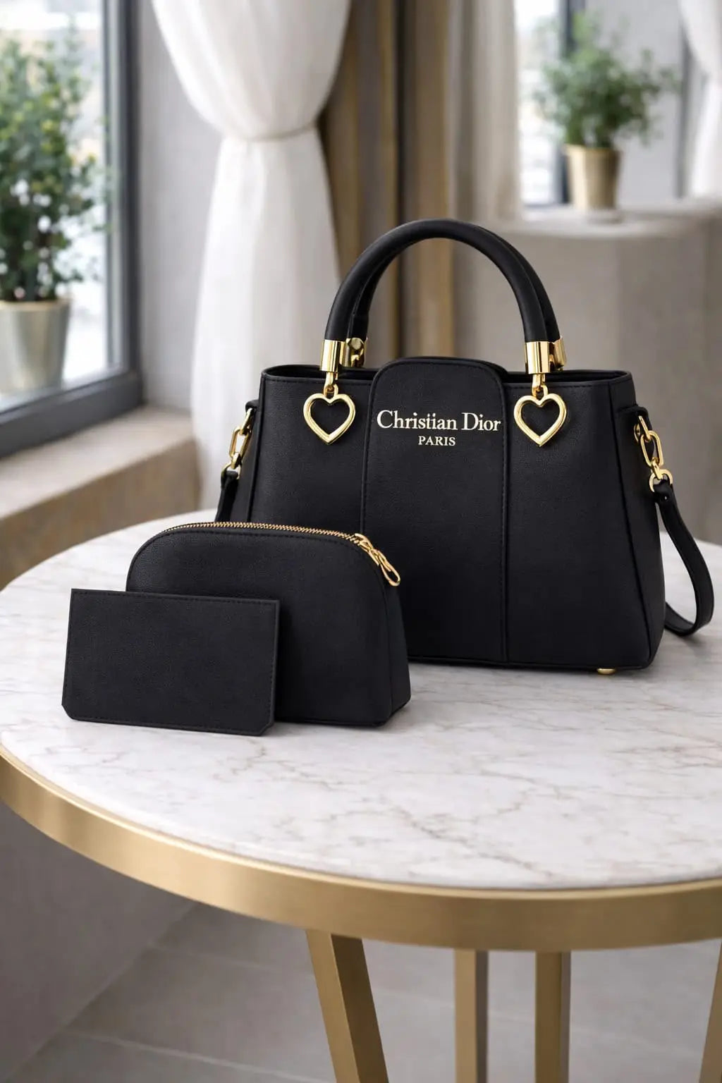 Girl's Leather Plain Hand Bag Set