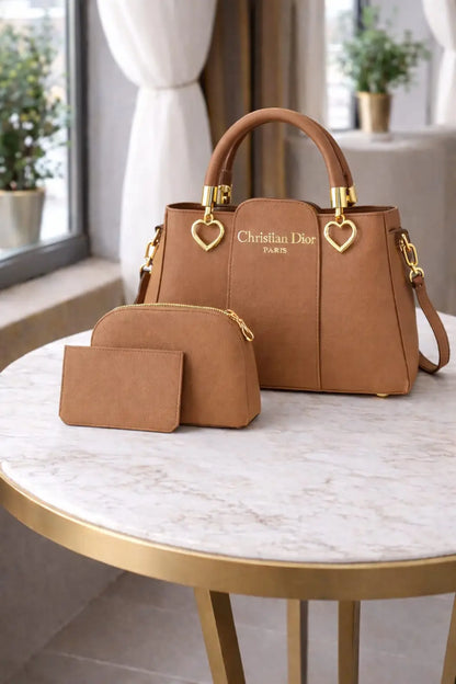 Girl's Leather Plain Hand Bag Set