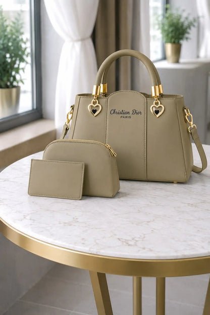 Girl's Leather Plain Hand Bag Set