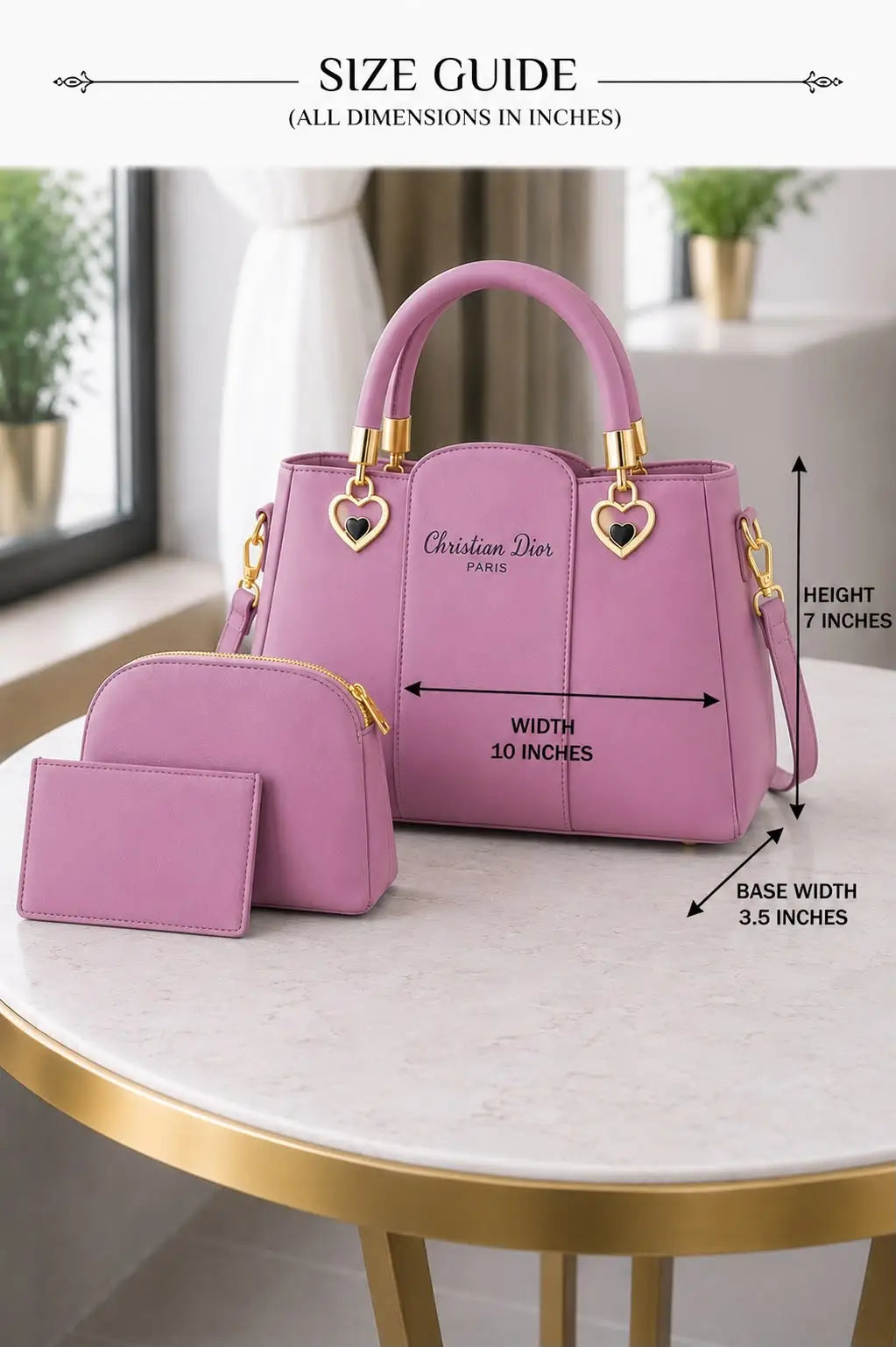 Girl's Leather Plain Hand Bag Set