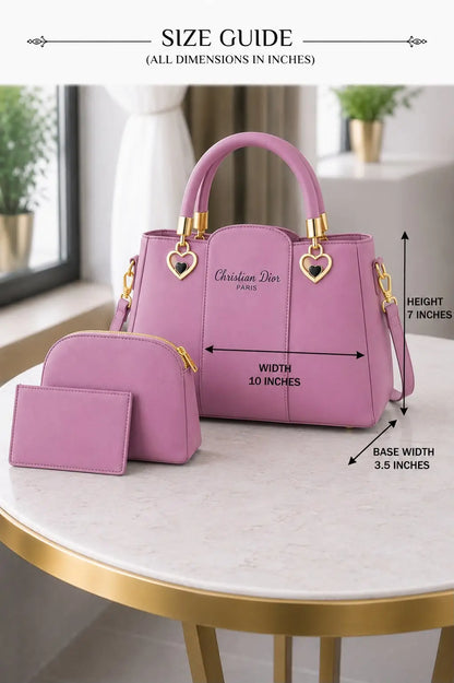 Girl's Leather Plain Hand Bag Set