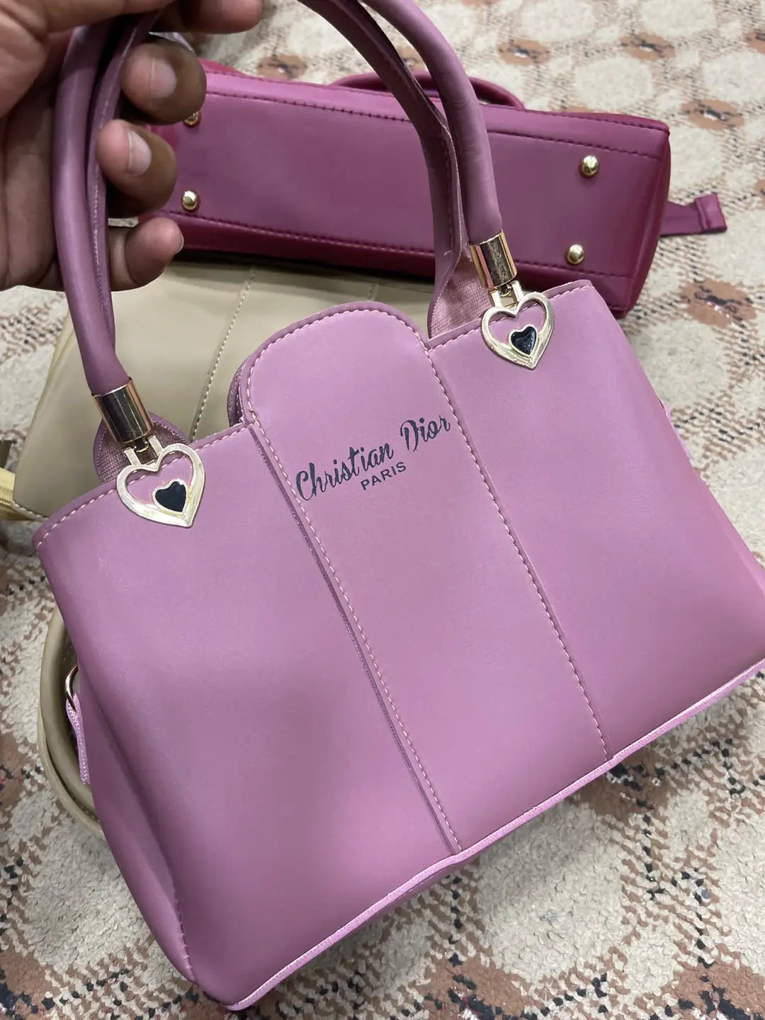 Girl's Leather Plain Hand Bag Set