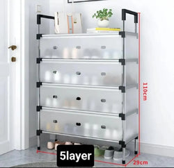 5-Layer Stainless Steel Shoe Rack 110cm Tall