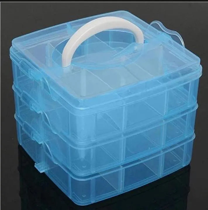 Stackable Jewelry Box Clear Compartment White Plastic