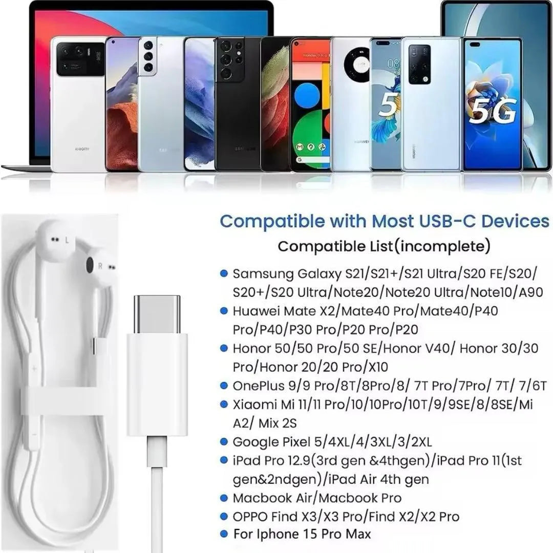 USB-C EarPods White Bluetooth 4.2 for 15