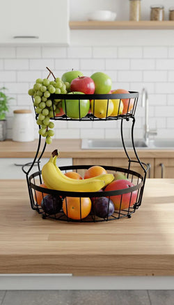 2-Tier Steel Fruit Organizer Round Kitchen Storage