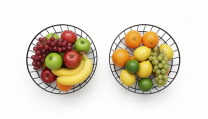 2-Tier Steel Fruit Organizer Round Kitchen Storage