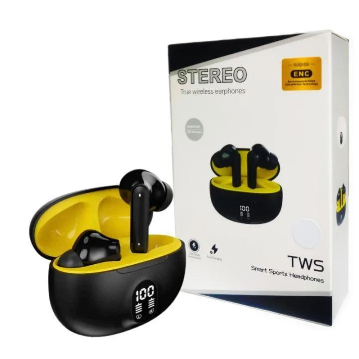 Wireless Earbuds Black Yellow Bluetooth 5.3
