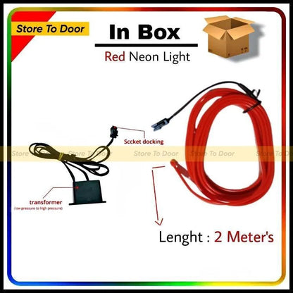 Red Neon Light Strip for Car Dashboard 2M