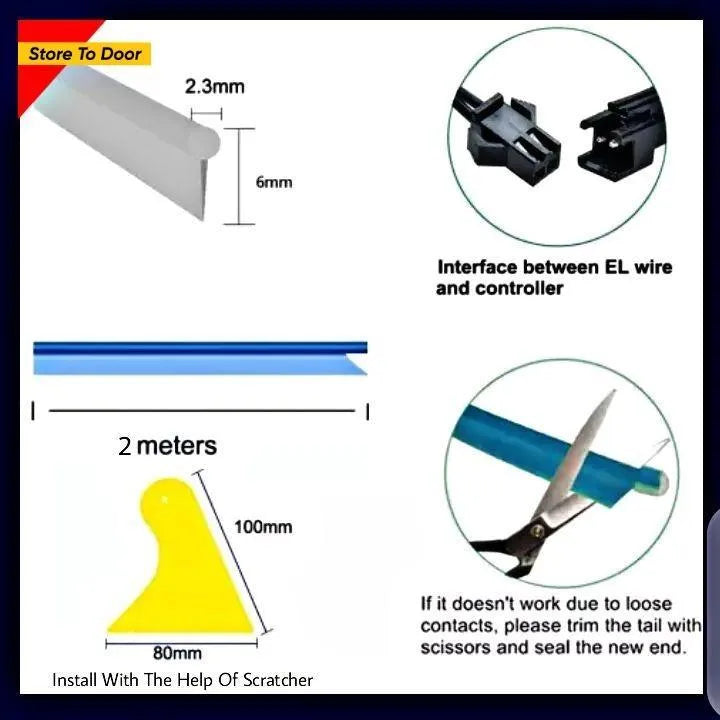 Red Neon Light Strip for Car Dashboard 2M