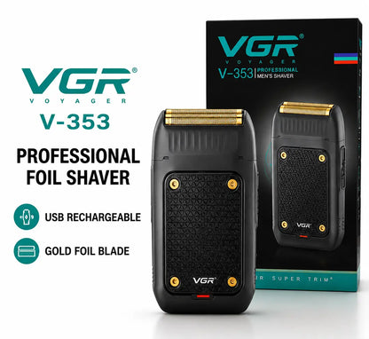 VGR V-353 Professional Men's Foil Shaver | USB Rechargeable Electric Beard Shaver | Gold Foil Trimmer