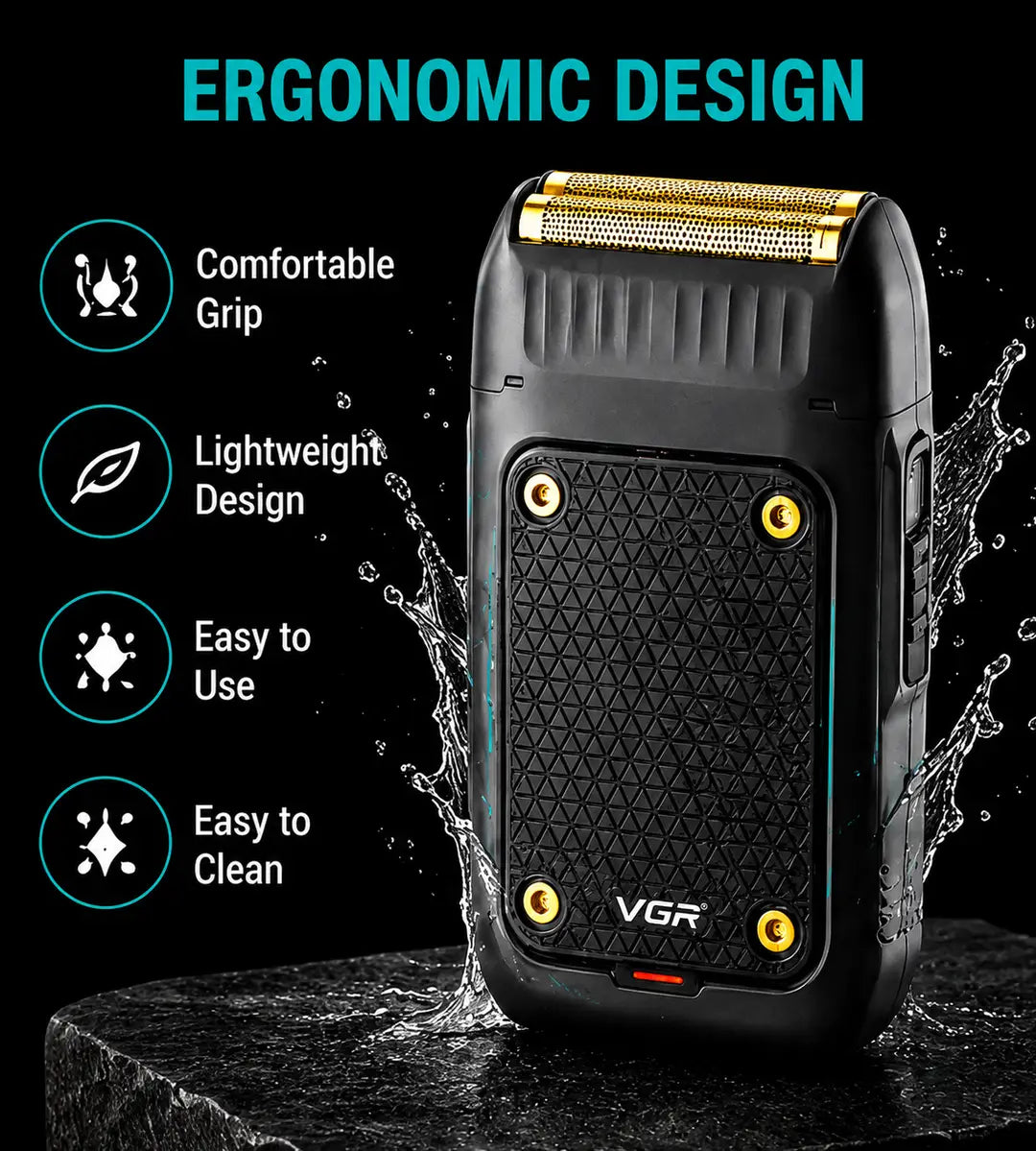 VGR V-353 Professional Men's Foil Shaver | USB Rechargeable Electric Beard Shaver | Gold Foil Trimmer