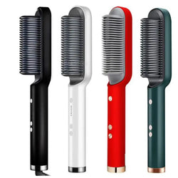 2 in 1 Hair Straightener Brush & Curling Comb | Electric Heated Hair Straightening Brush | Anti-Scald Hot Comb Hair Styler