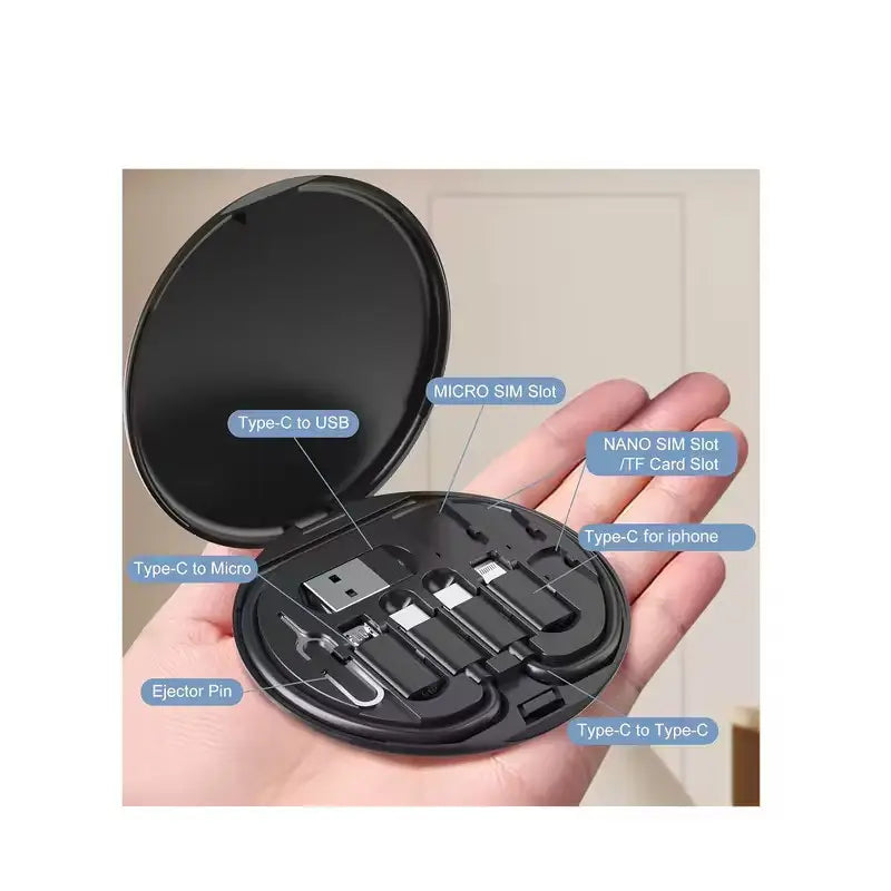 60W 5 in 1 Data Cable Set Fast Charging Multi-Interface Cable Set with Storage Case Type-C/USB/Lightning/Micro Universal Compatibility