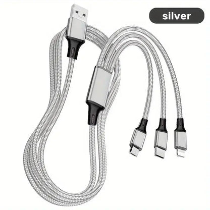 New 6A 100W 3 in 1 Fast Charging Cable Micro USB Type-C IOS Android Charger Cable for iP Phone Cable