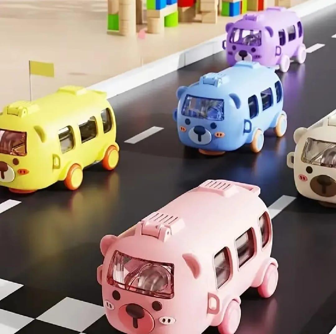 Kids Cartoon Bus Water Bottle Blue ABS Leak-Proof