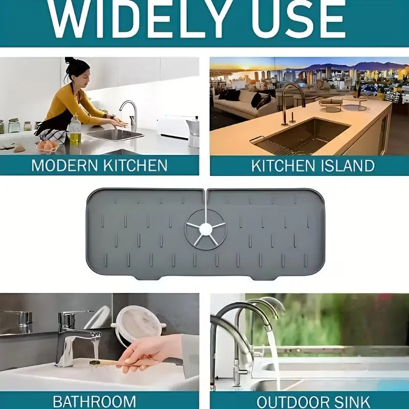 Silicone Sink Drainage Pad-Non Skid Faucet Mat for Kitchen and Bathroom