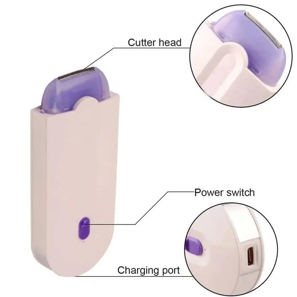 Rechargeable Electric Lady Shaver for Women – Painless Hair Removal Trimmer for Face, Underarms & Body – USB Hair Remover