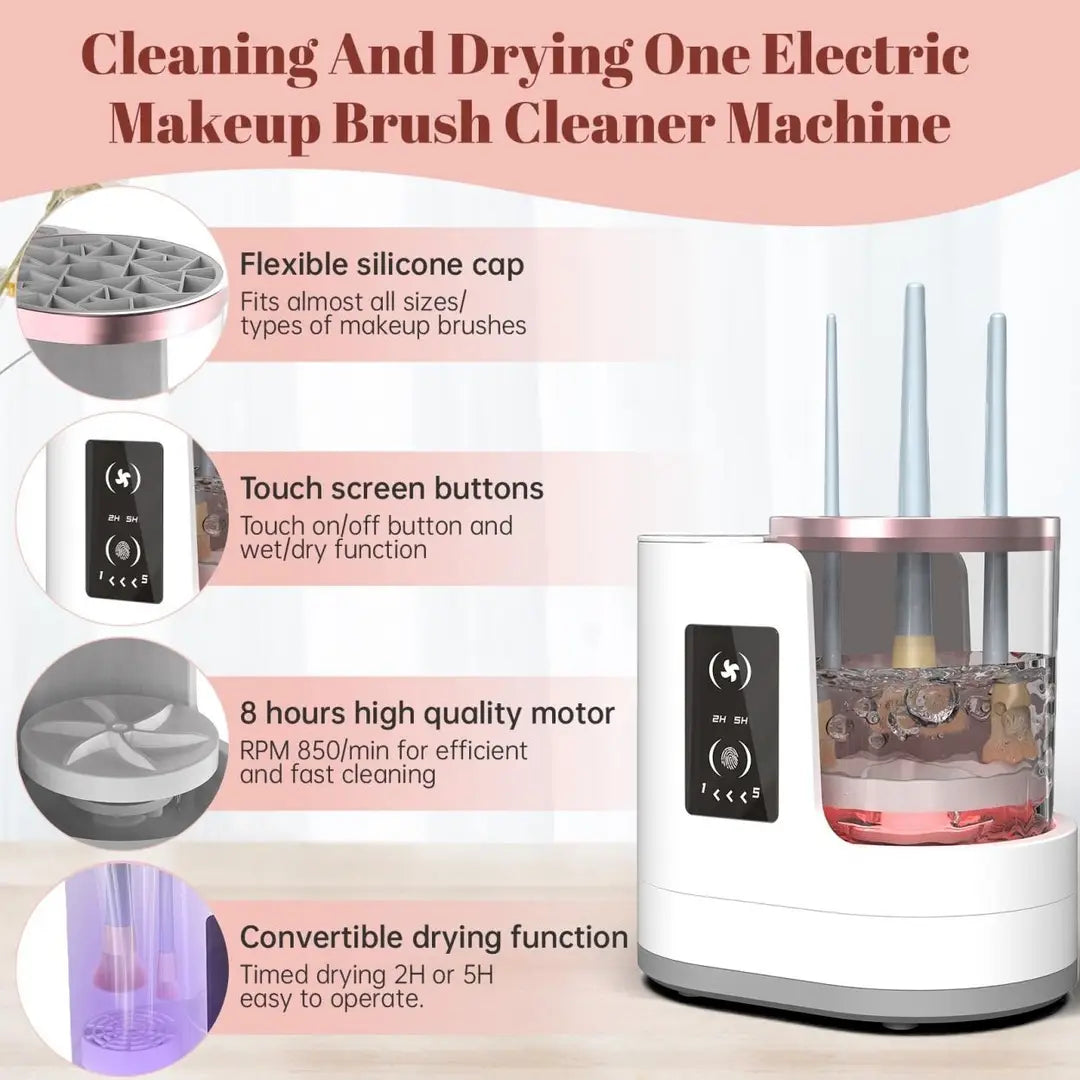 Electric Makeup Brush Cleaner & Dryer – Automatic Cosmetic Brush Washing Machine