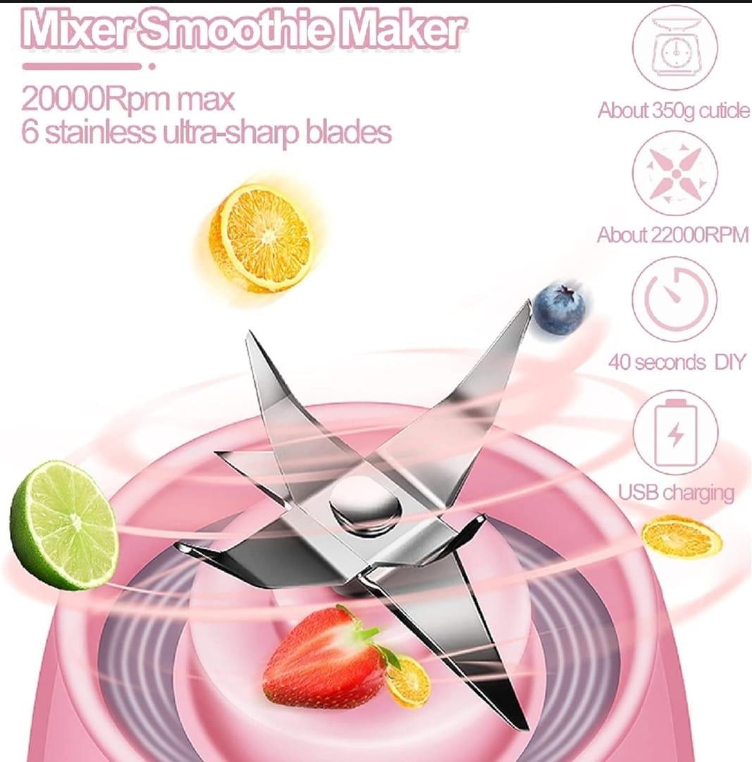 Portable Electric Juicer Bottle 420ml Pink Rechargeable