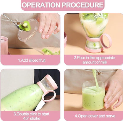Portable Electric Juicer Bottle 420ml Pink Rechargeable