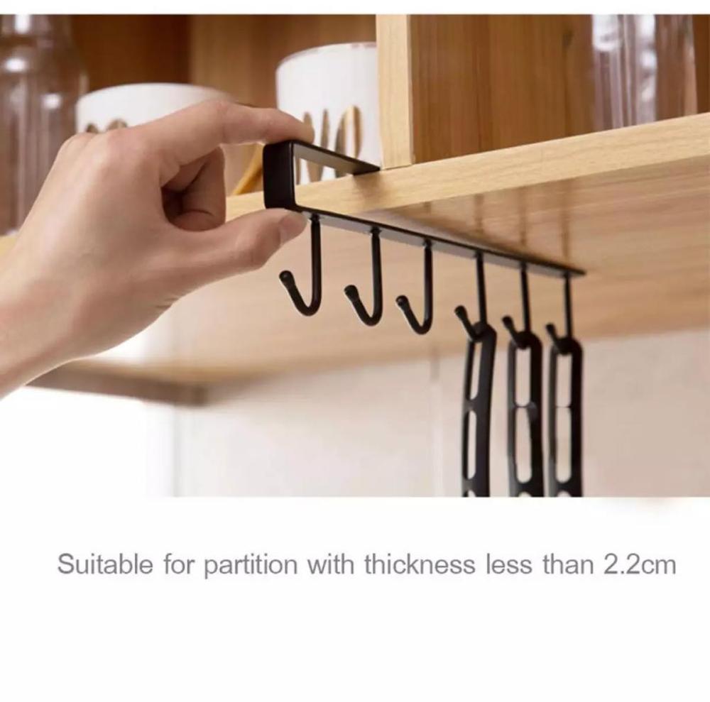 Stainless Steel Kitchen Hanger Black White 6 Cup Holder