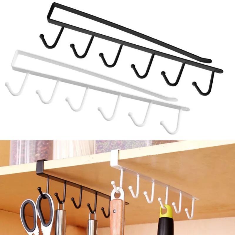 Stainless Steel Kitchen Hanger Black White 6 Cup Holder