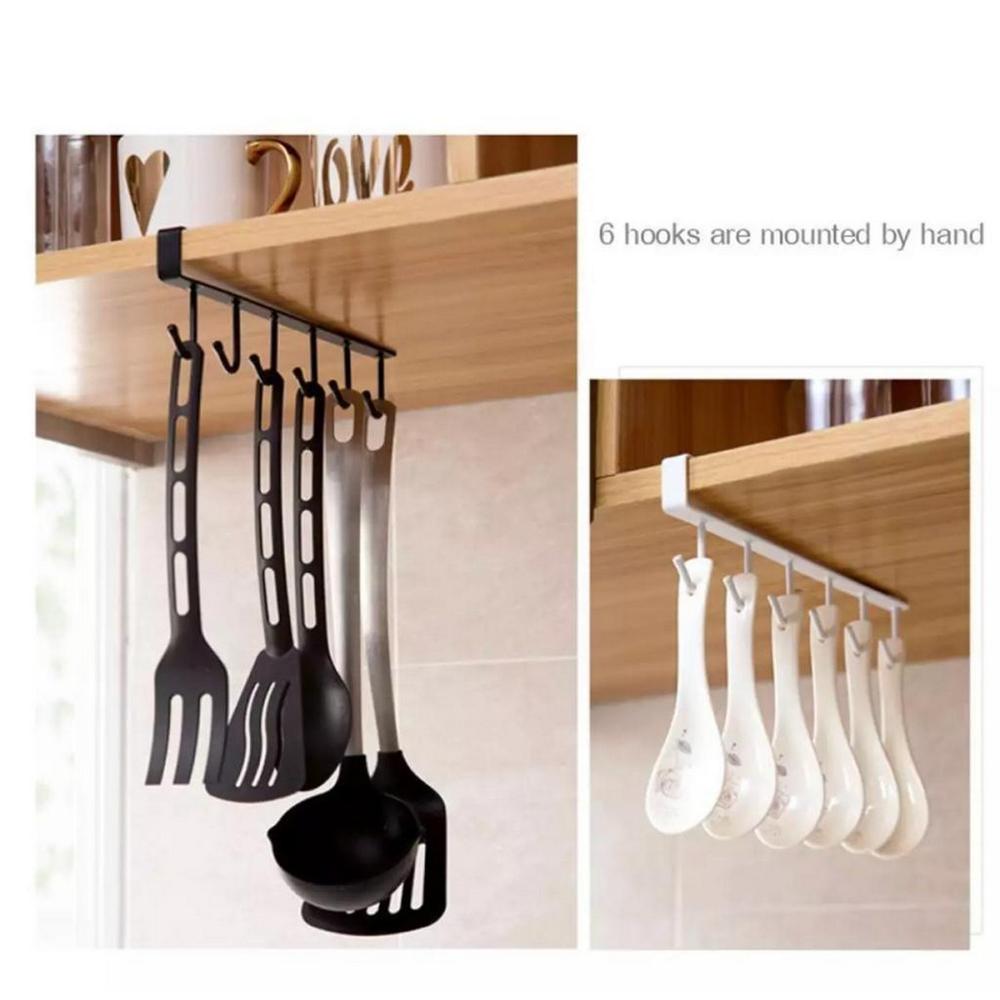 Stainless Steel Kitchen Hanger Black White 6 Cup Holder
