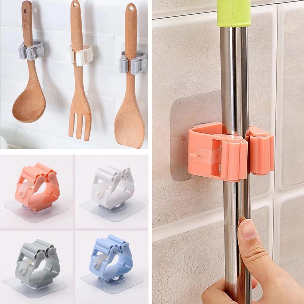 Wall-Mounted Mop Holder Strong Suction Base Plastic