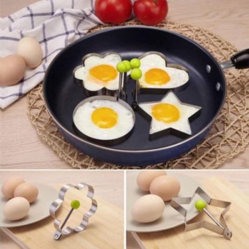 Stainless Steel Egg Molds with 4 Shapes for Family Dining