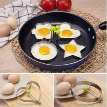 Stainless Steel Egg Molds with 4 Shapes for Family Dining