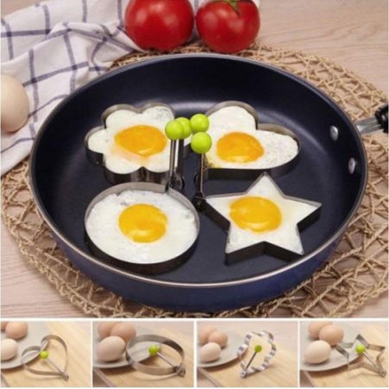 Stainless Steel Egg Molds with 4 Shapes for Family Dining