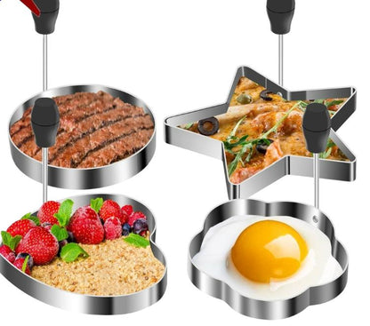 Stainless Steel Egg Molds with 4 Shapes for Family Dining