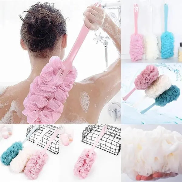 8" Curved Bath Sponge Brush for Back & Skin Exfoliation